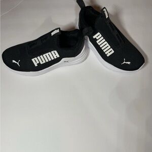 PUMA Kids Black and White Slip-On Sneakers